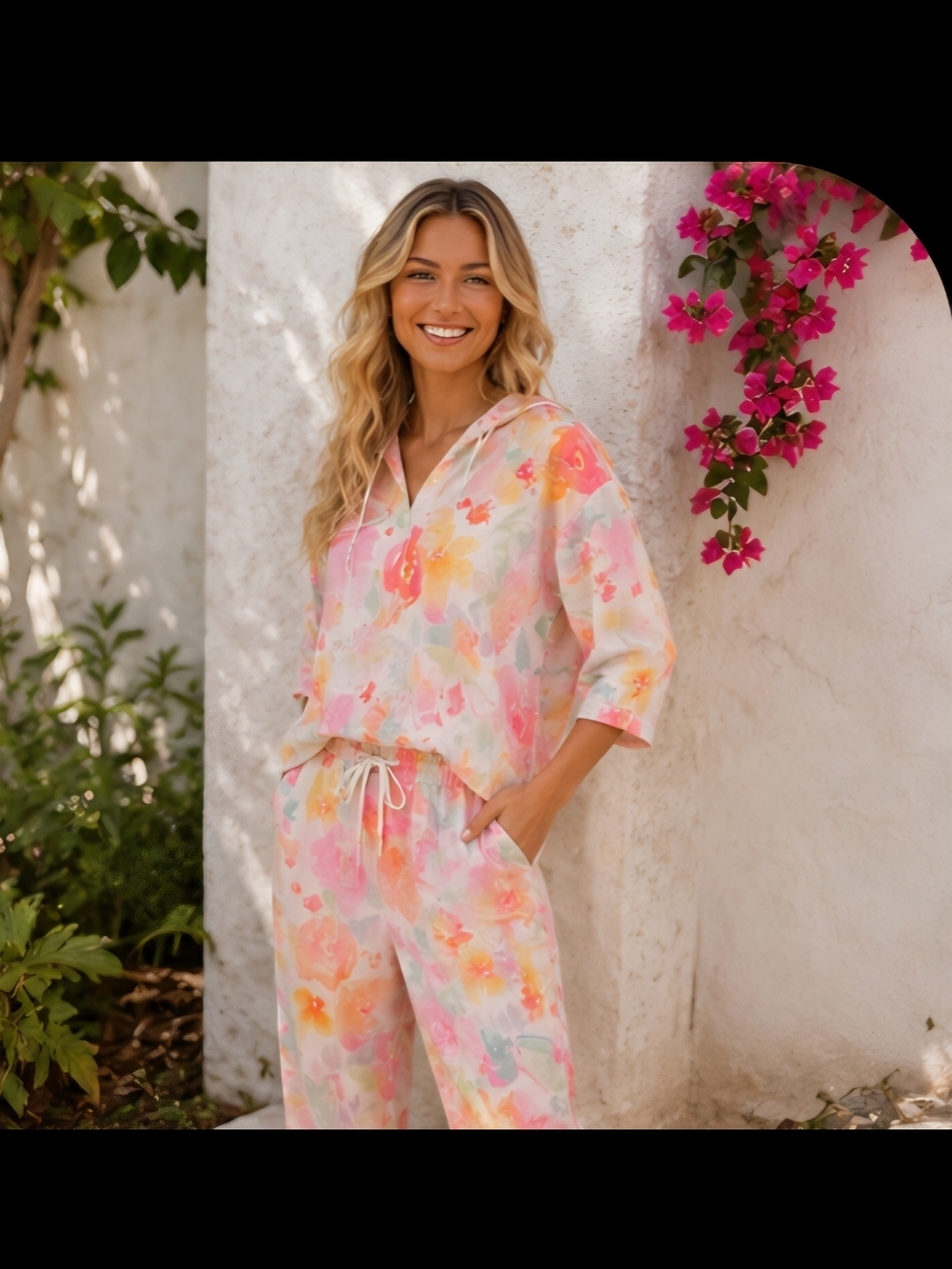 P.J. Salvage Pastel Watercolor Lounge Pants MED WAIST 15 FLAT PLUS STRETCH 1483